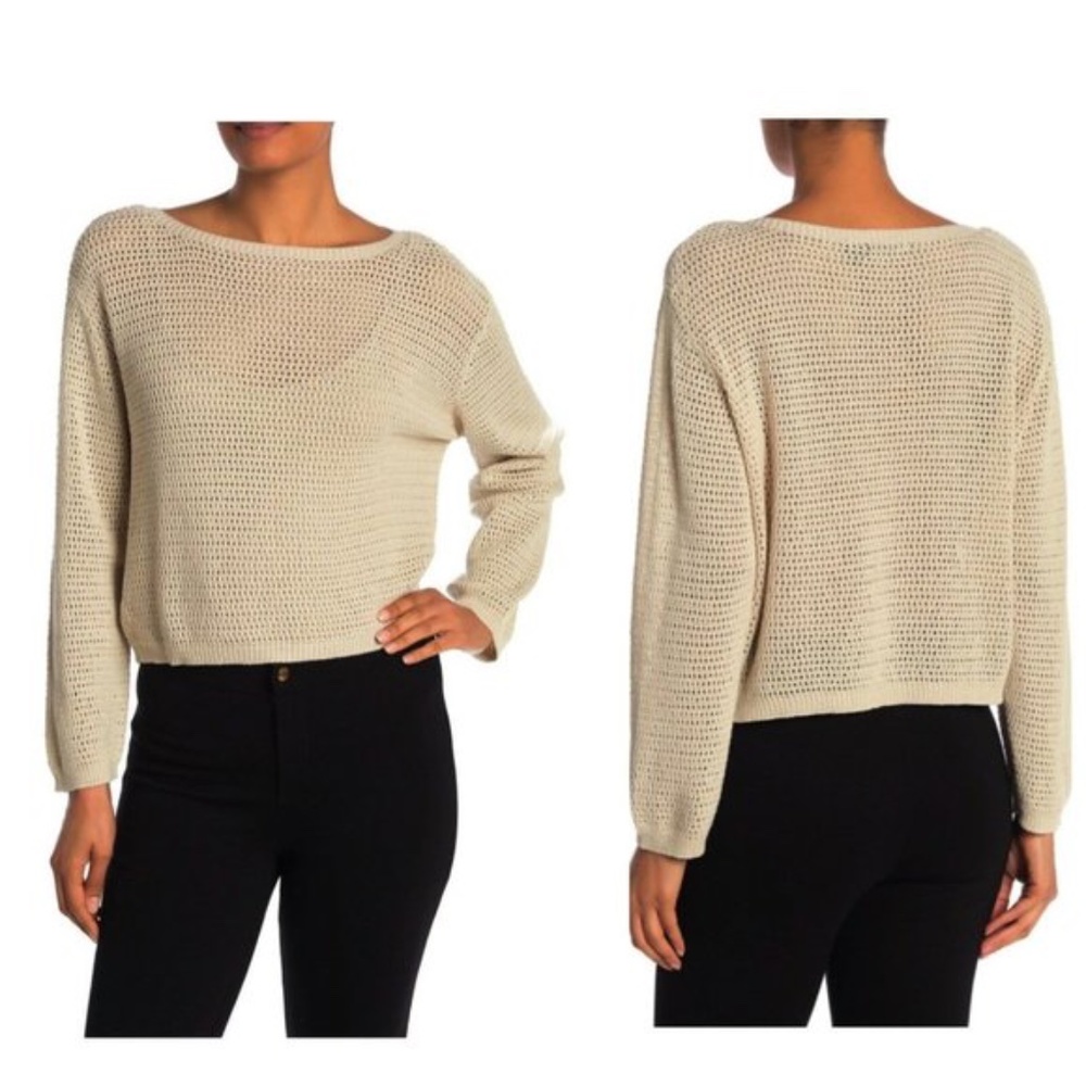 NWT- RDI Open Stitch Pullover Tan Mesh Sweater XL